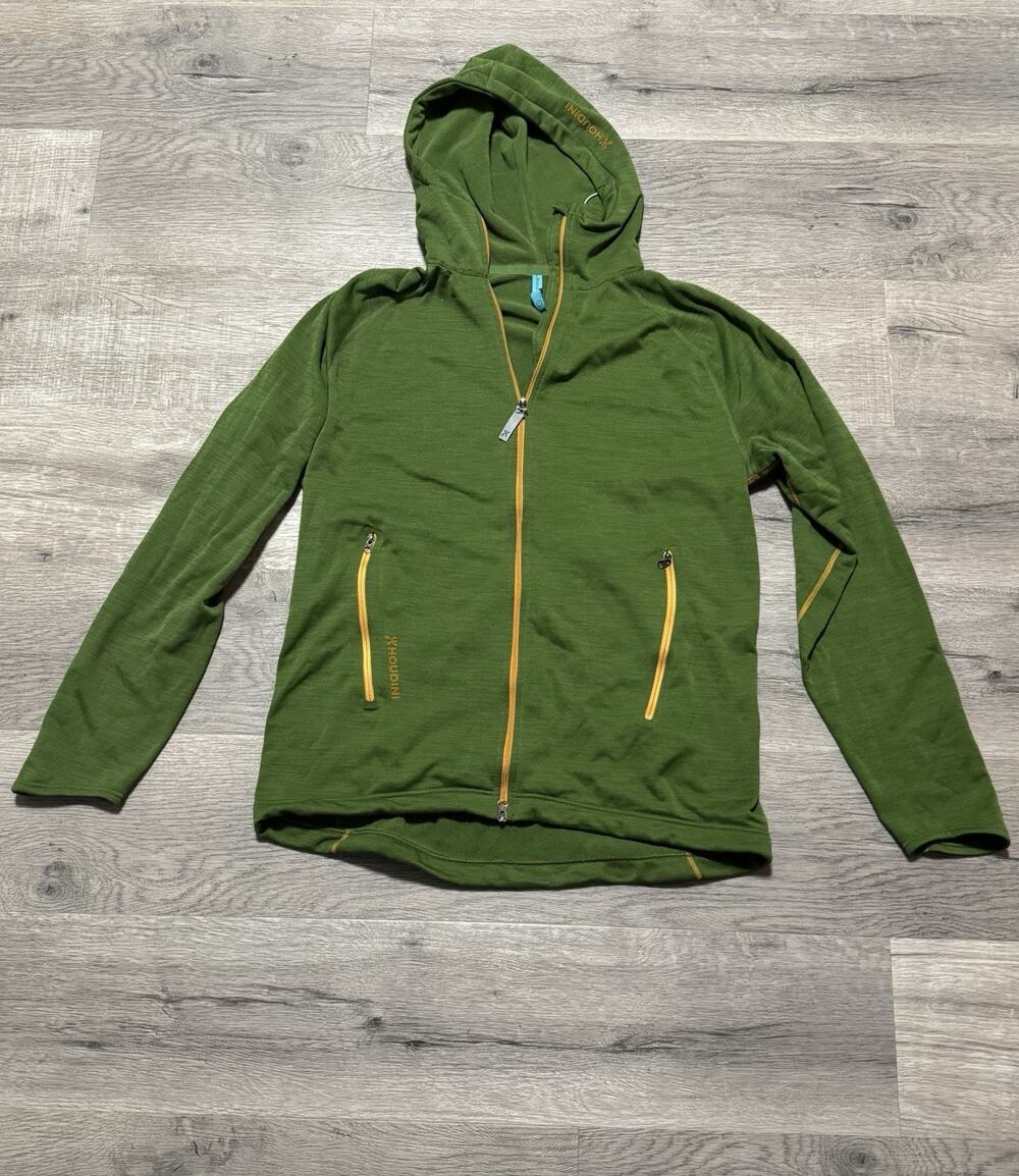 Houdini Outright Houdi Jacket L Green Polartec Full Zip Hooded EUC